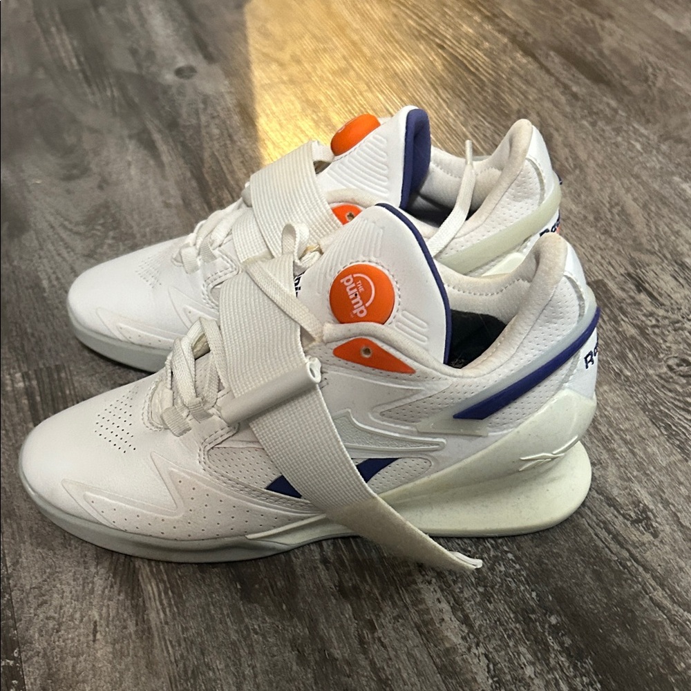 Reebok White and Orange Lifting Shoes